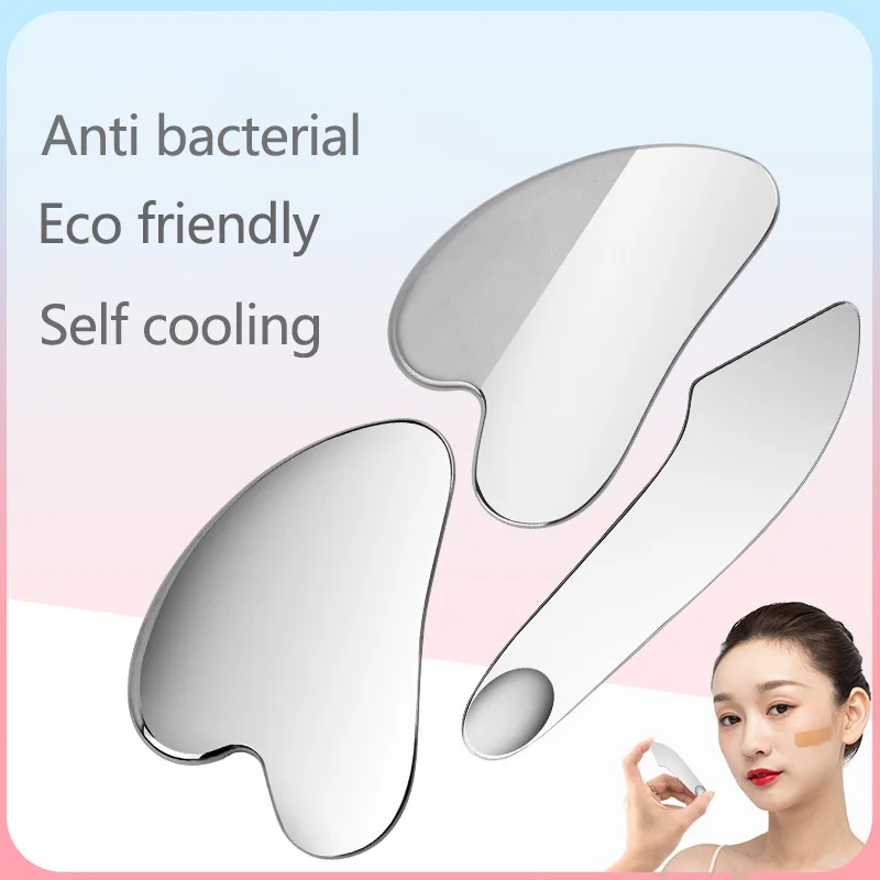 Face Guasha Scraper Stainless Steel Gua Sha Massager Body Neck Back Stress Relief Beauty Tool Skin Scraping Lymph Detox Massage