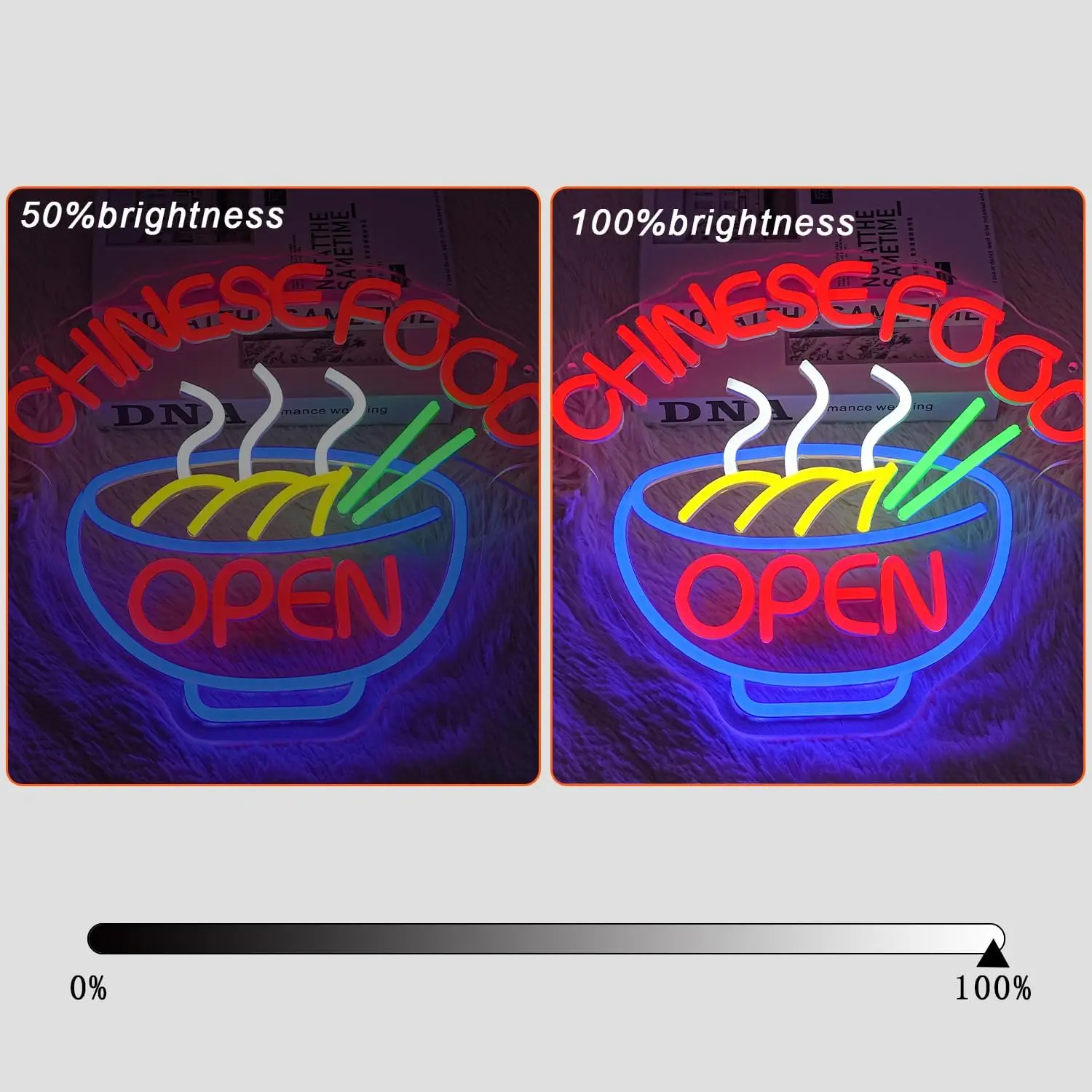 CHINESE FOOD Neon Sign Ramen Neon Light Open LED Dimmable for Restaurant Business Store Shop Kitchen Home Room Wall Decor