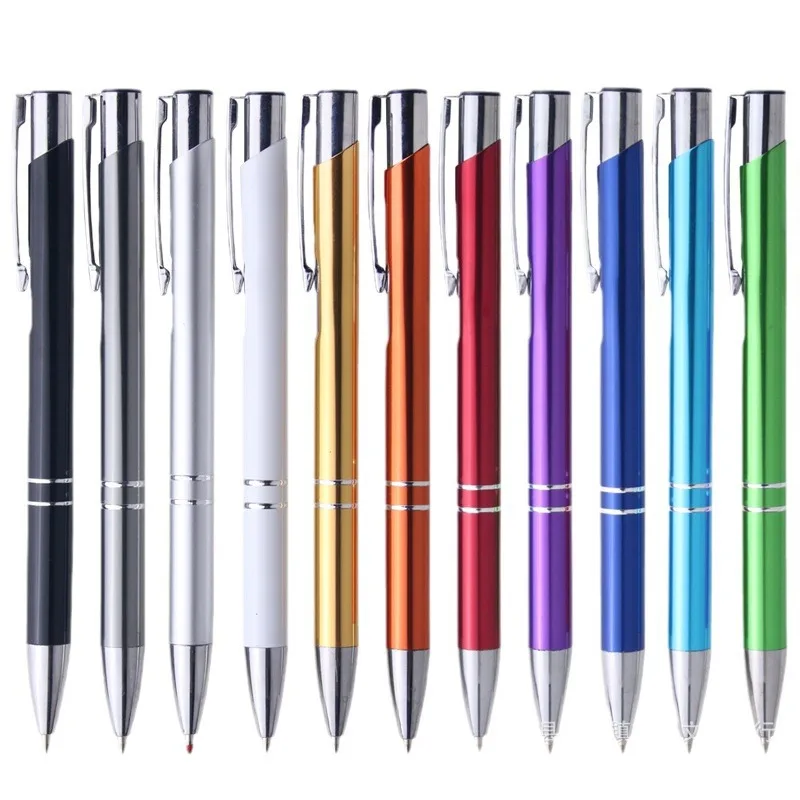 30PCS Press the slanted metal pen advertisement ballpoint pen creative business aluminum pole gift signature pen