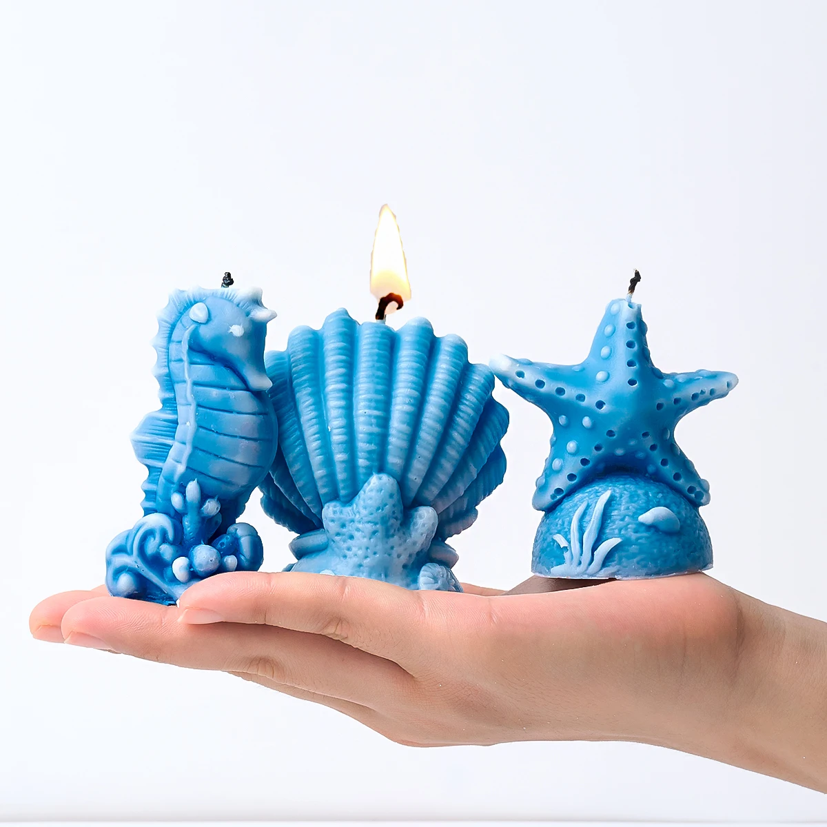 Ocean Series Silicone Candle Molds DIY Starfish Shell Coral Seahorse Gypsum Resin Mould Home Decor Aquarium Accessories 3D Craft