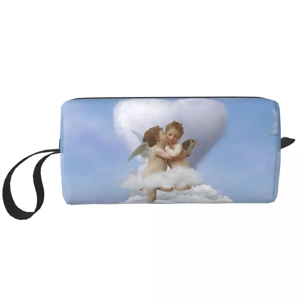 Fashion Clouds Angels Kiss Travel Toiletry Bag Women Renaissance Cherub Makeup Cosmetic Bag Beauty Storage Dopp Kit