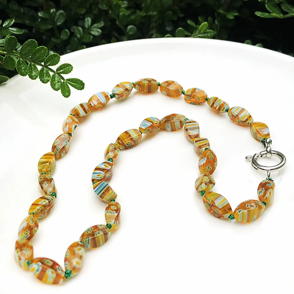 Wholesale 3 PCS 3D Flower Muran Glass Bead Necklace Handmade Personalized Jewelry for Women