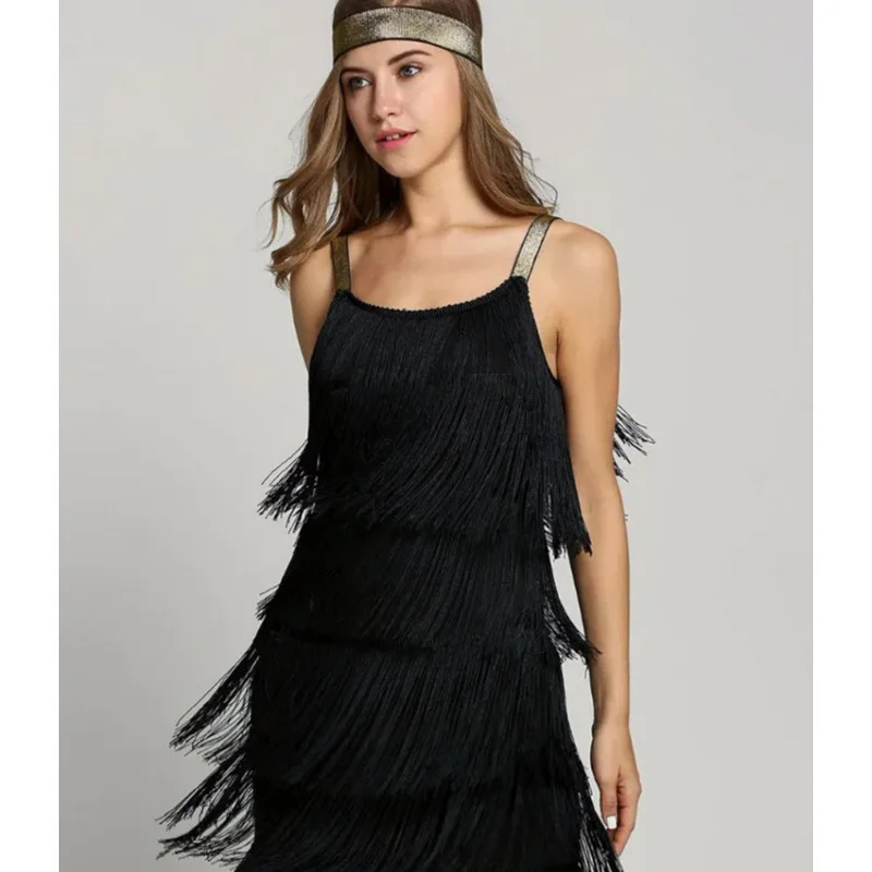 1920s Women Fringed costume Sleeveless A-line flapper Latin Dress Great Gatsby Charleston Party halloween costume robe dresses