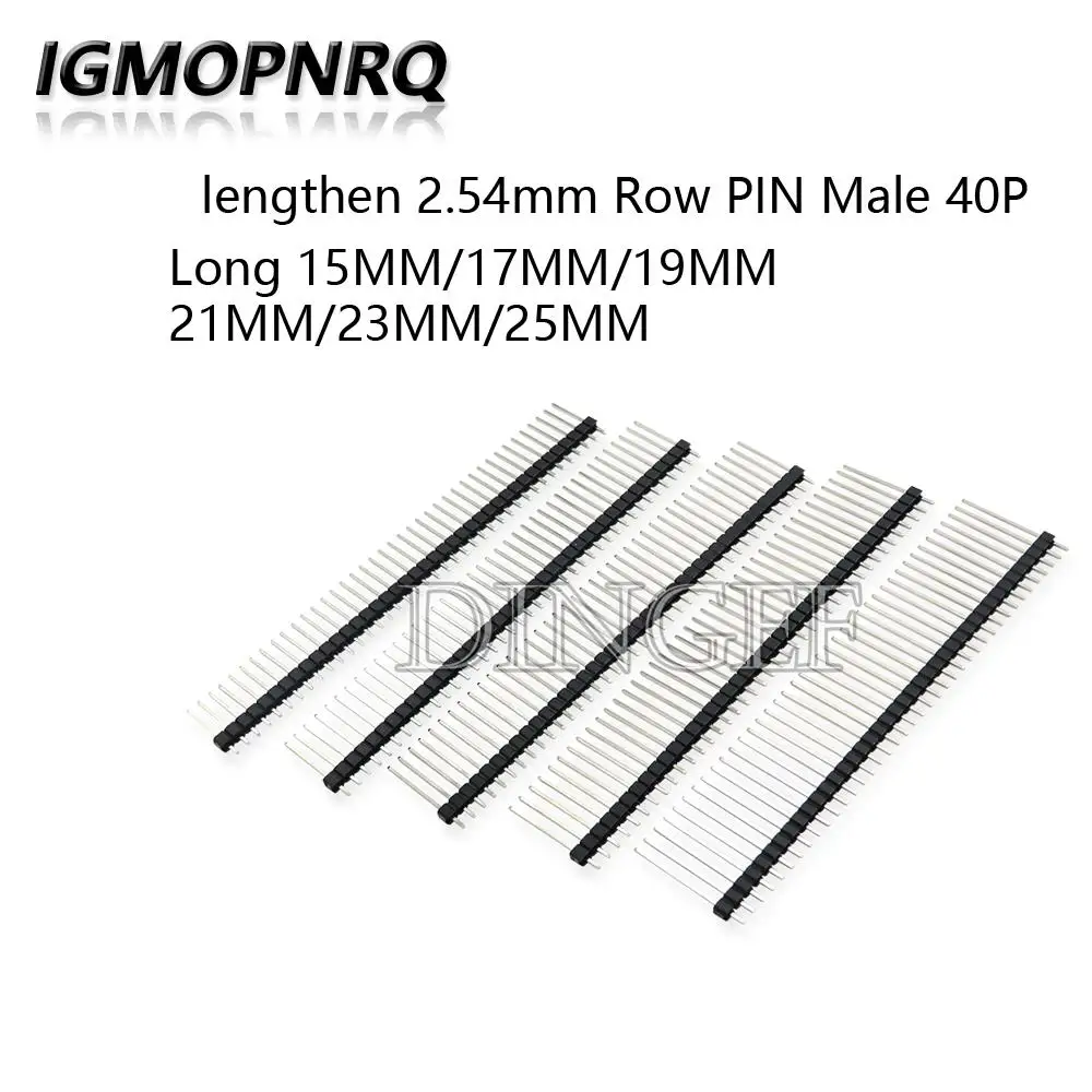 5PCS 40PIN 2.54mm Single Row Male Connector PCB Board Pin Header Long 15MM 17MM 19MM 21MM 23MM 25MM Strip Pinheader 40P