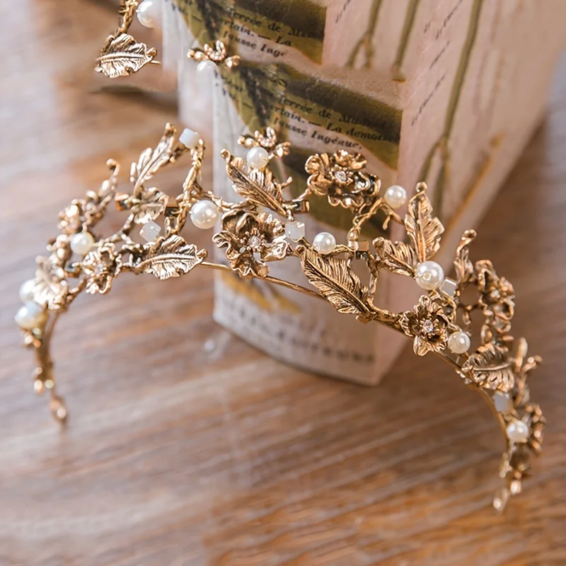 Baroque Pearl Crowns Vintage For Women Bride Tiaras Party Prom Crown Tiara Wedding Bridal Hair Accessories Jewelry Crown Tiara image 3
