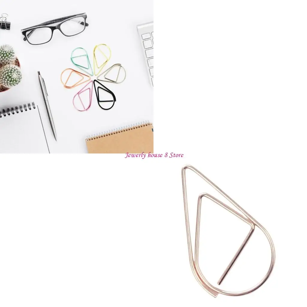 

100 Pcs Small Bookmarks Creative Paper Clips Water Drop Bookmarks Holders