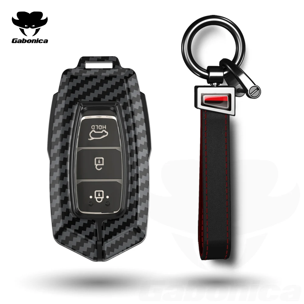 PC Carbon Fiber Car Key Case For Hyundai N KONA ix35 ix25 Sonata MISTRA Elantra New Santa Fe LA FESTA Custo Palisade Accessories