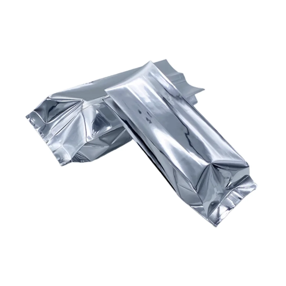 100pcs Side Gusseted Silvery Aluminizing Foil Bags - Heat Sealing Food Grade Sides-Folded Mylar Foil Pouches Flour / Tea Package