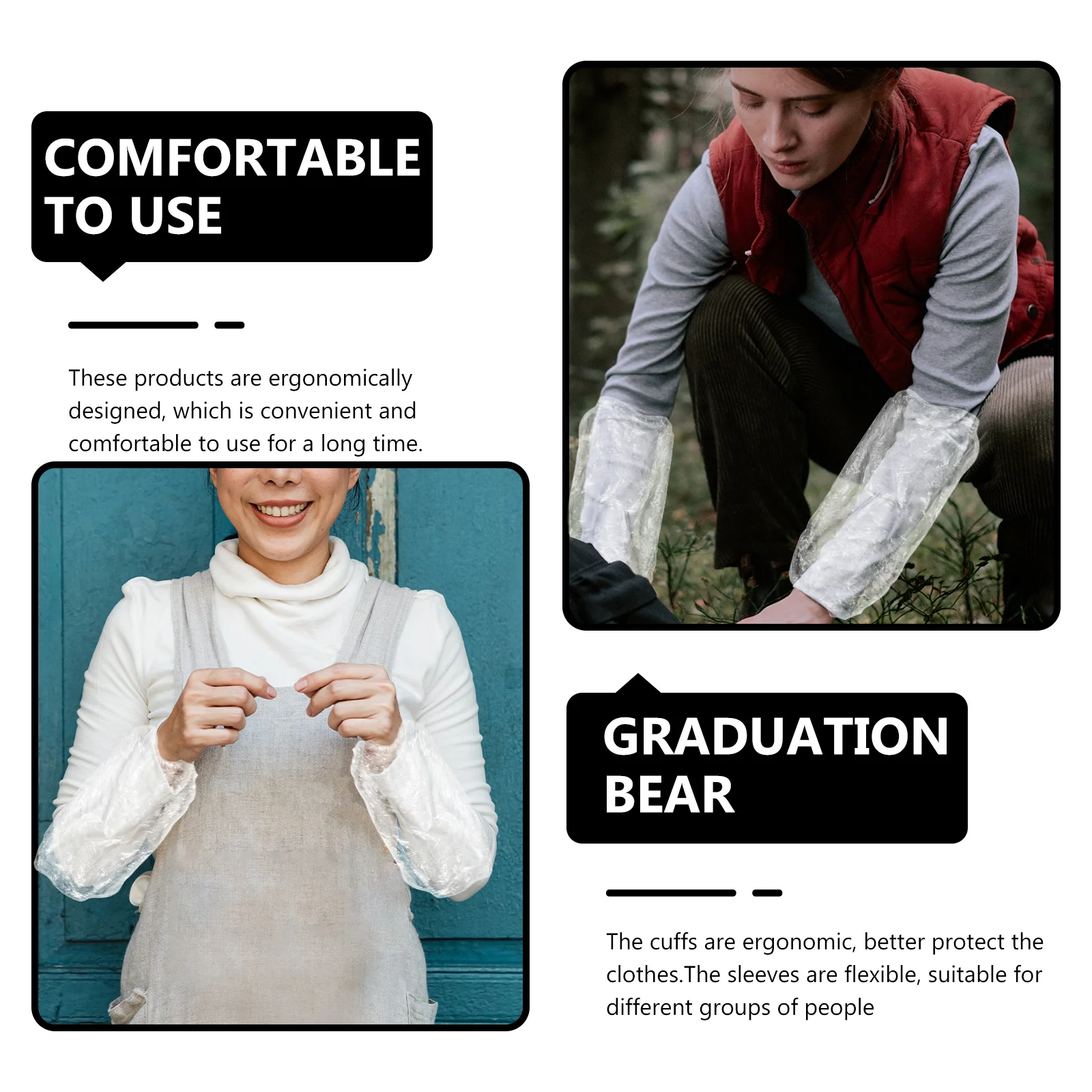 

100Pcs Waterproof Sleeves Durable Disposable Household Protective Oil-Proof Kitchen Sleeves Practical Use for Cooking Tattoo