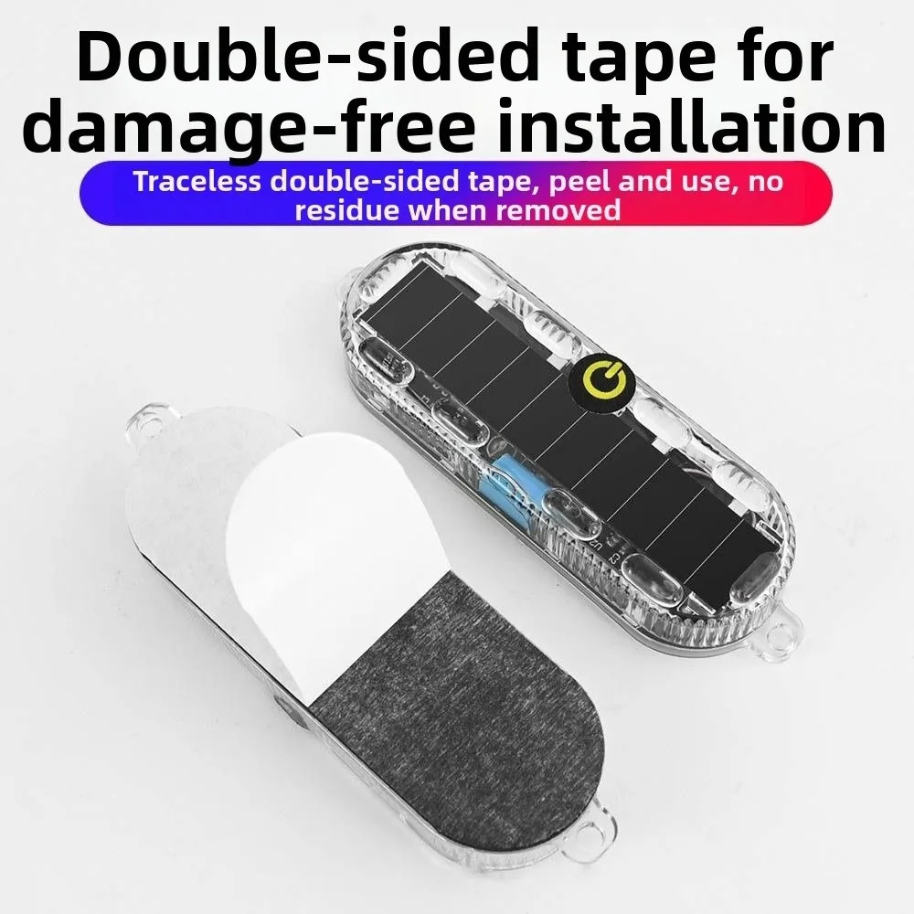 New Waterproof Solar LED Warning Light Solar Powered Intelligent Sensing Flashing Warning Light Bicycle Safety Light