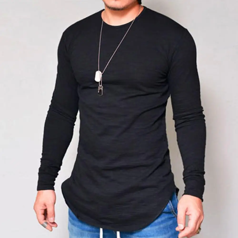 Men Cotton Thin T-shirt Autumn O Neck Long Sleeve Bottoming Top Street Men Long Sleeved T-shirt Casual Slim Fit Cotton Pullover
