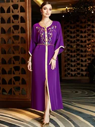 Eid Muslim Diamond Party Dress for Women Abaya Jalabiya Morocco Evening Dresses Dubai Abayas Kaftan Islam Vestido Arab Long Robe