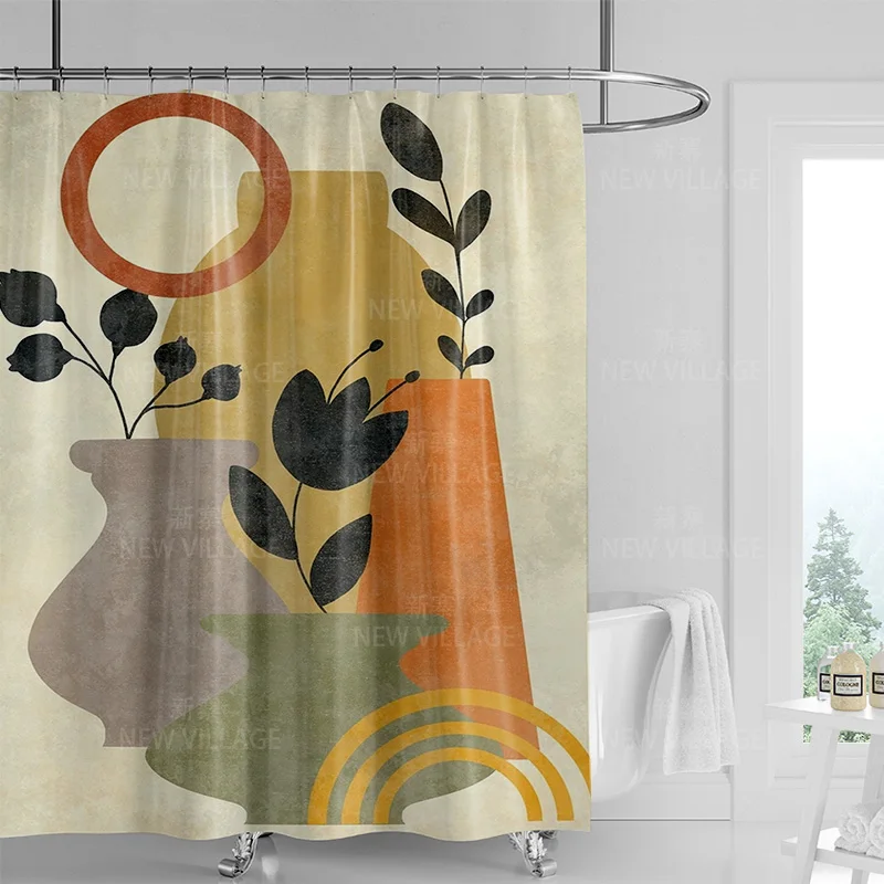 

Современная занавеска для душа с растениями и цветами с крючком, украшение для ванной комнаты, занавеска для душа на растительной тематике 180x200 см