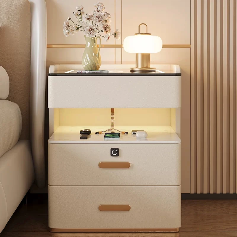 Small Vanity Night Stand French Vintage Led Glossy Bedside Tables Drawer Cabinet Muebles Para Dormitorio Furniture Bedroom