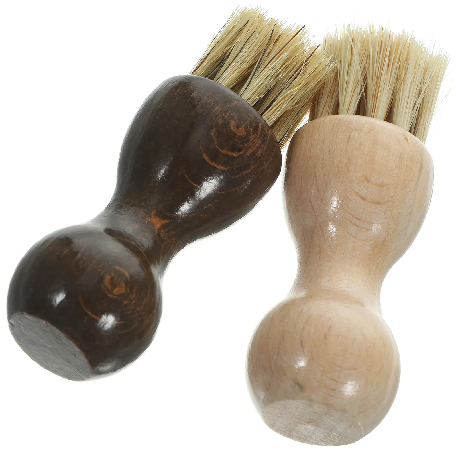 

2 Pcs Mini Shoe Brush Cleaning Tools for Suede Boots Shoes Pig Hair Polisher Travel Size Black Wood Color