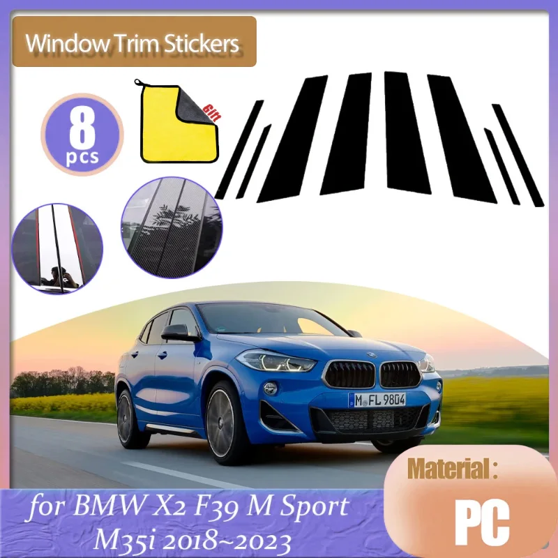 

Silver Car Door Window Middle Trim Cover B C Pillar Center Column Sticker Accessories For BMW X2 F39 M Sport M35i 2018~2023 2019
