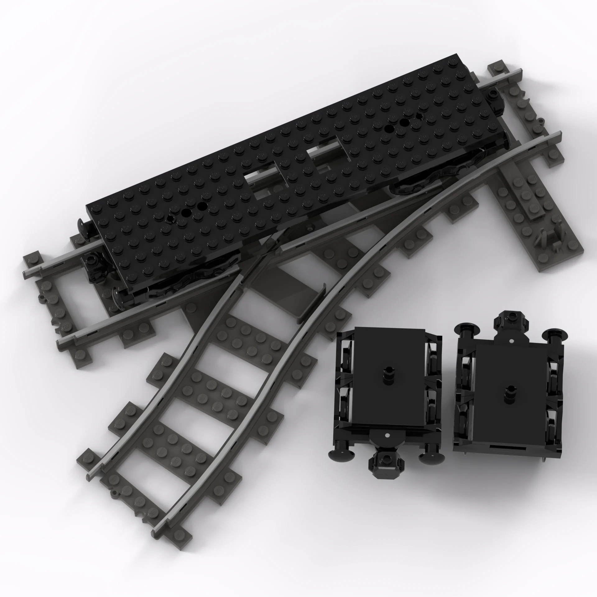 Dispositivo de conmutación de pista RC, bricolaje, montaje gratuito, vías de tren, bloques de construcción MOC, pistas de bifurcación izquierda y derecha, juguetes para niños