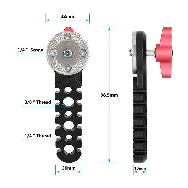 HDRIG Universal Extension Arm Jagged Style With ARRI Rosette Mount M6 Thread Screw Black Knob For DSLR Camera Cage Rig