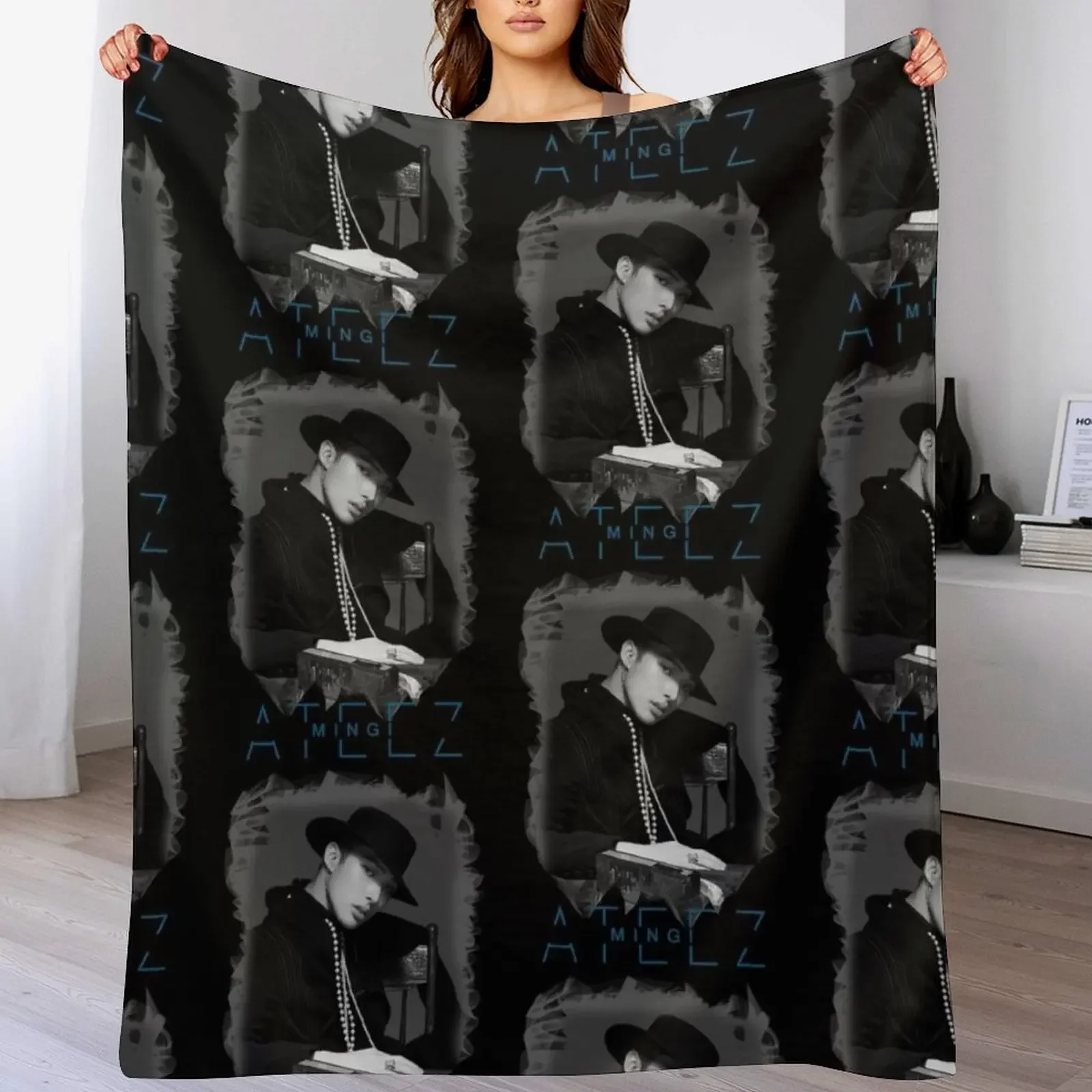 

Ateez - Mingi Throw Blanket decorative Thermals For Travel Sofa Quilt Sofa Blankets