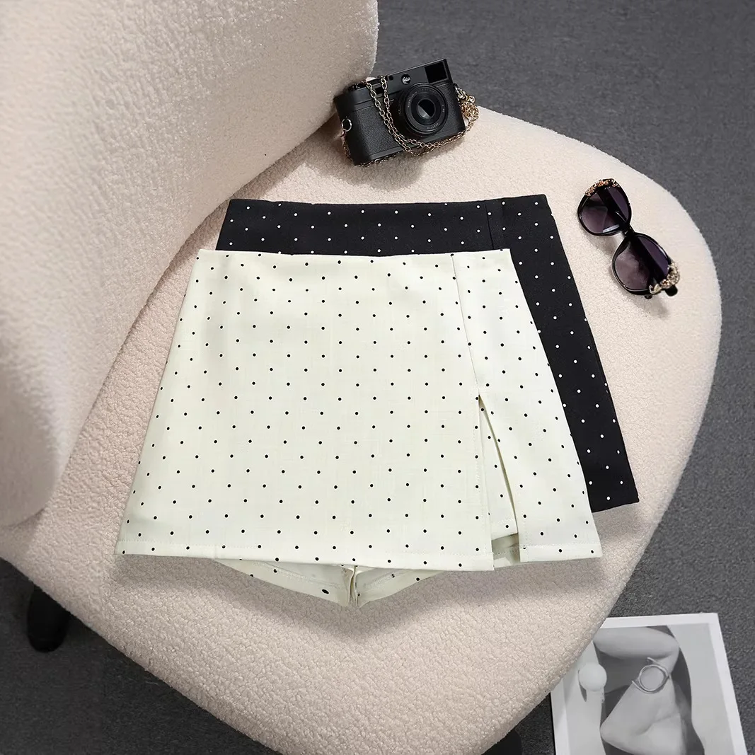 

Американская юбка в горошек с двойным разрезом в стиле Spice Girl, новинка лета 2026, с высокой талией, защита от просвечивания