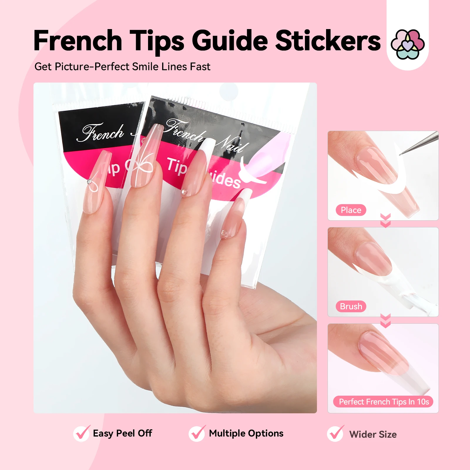 Saviland-Kit de manicura francesa, pegatinas de punta francesa para uñas, cepillo de uñas francés, esmalte de uñas de Gel blanco, lámpara UV para decoración de uñas