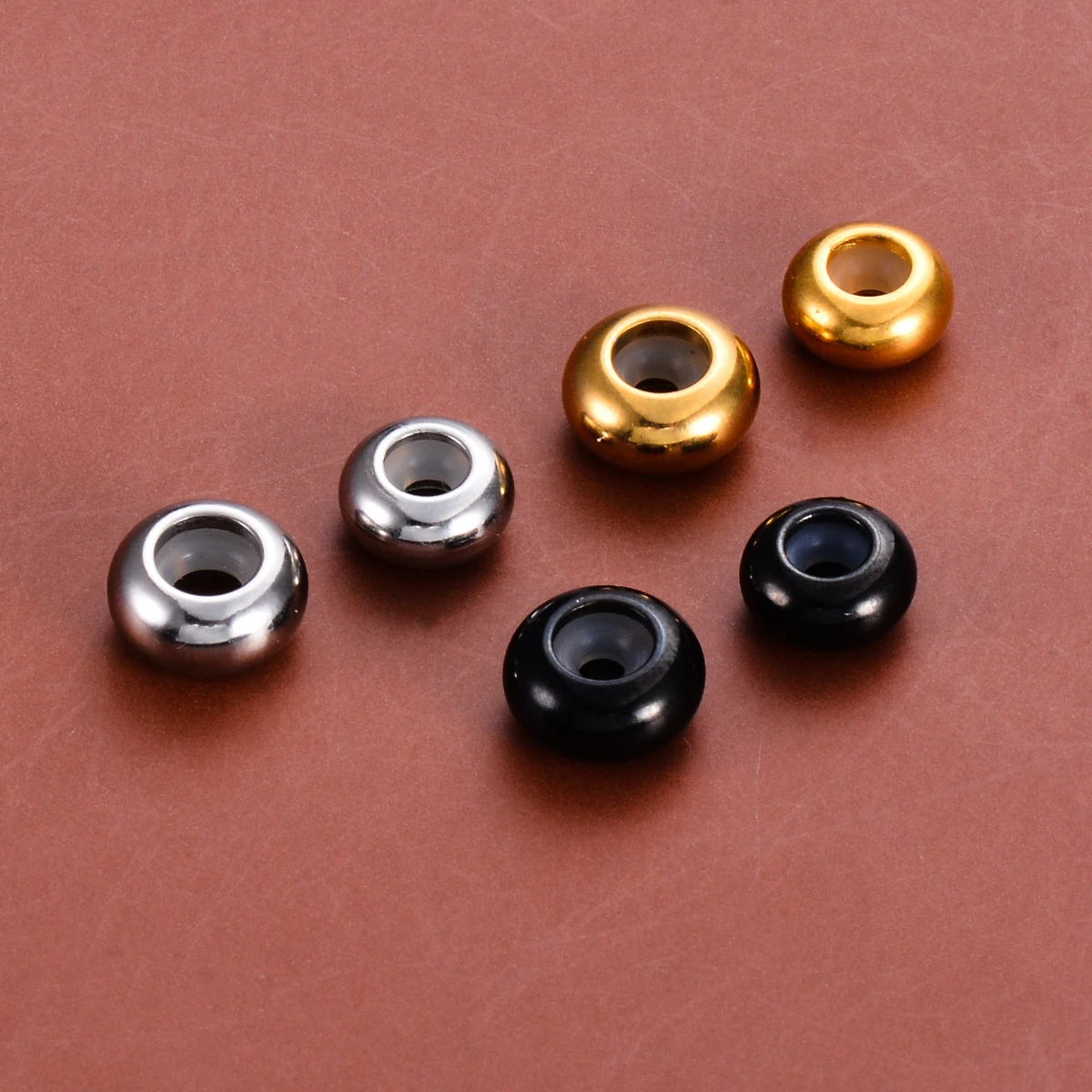 10 Stück/Set Edelstahl-Stopper-Clip-Perlen-Anhänger mit Gummi-Innenseite, geeignet für DIY-Charm-Armbänder und -Halsketten zur Schmuckherstellung. – Detail 6