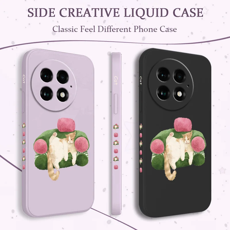 

Couch Cat Phone Case For Oneplus 13 13R 12 12R 11 11R 10 10R 10T 9R 9RT 9 8T 8 7 7T Pro Liquid Silicone Cover