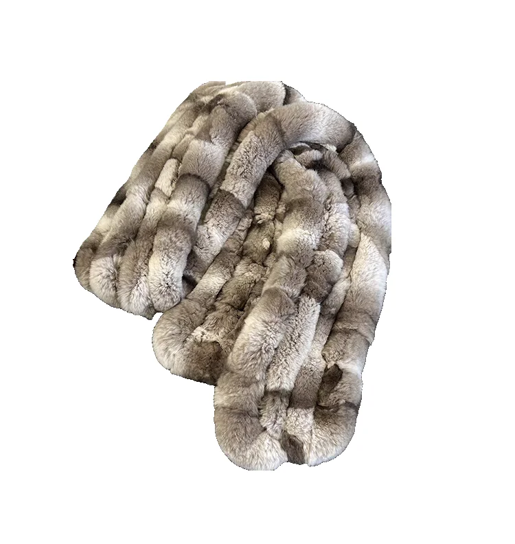 شتاء دافئ ريال ريكس الأرنب الفراء وشاح موضة سميكة رقيق عالية الجودة في الهواء الطلق السيدات طويلة حقيقية الفراء الخمار #5