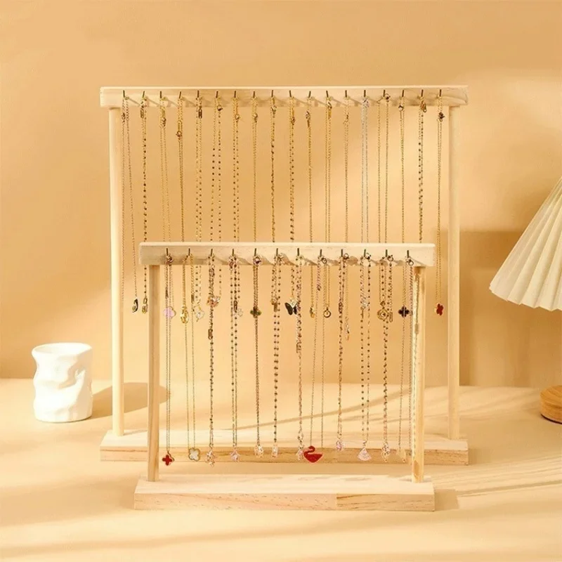 

Органайзер для ювелирных изделий, подставка для деревянного ожерелья, подвесная столешница для цепочек, серег, браслетов, витрина, стеллаж для хранения33