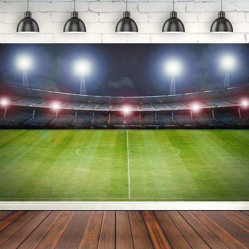 

Football Field Photography Backdrop Sports Stadium Auditorium Lights Super Bowl Background Birthday Party Cake Table Decoration