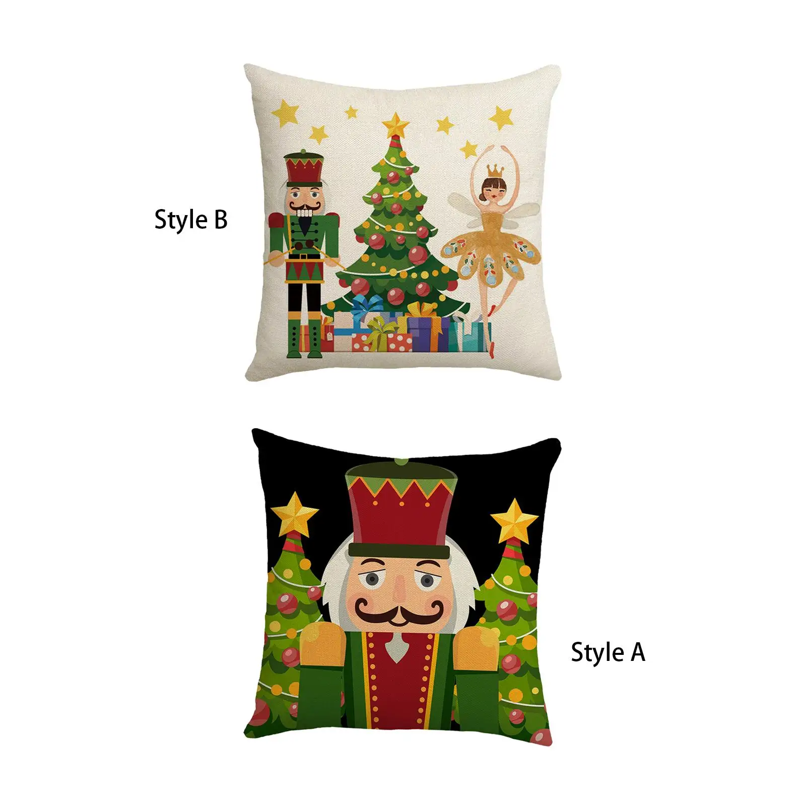 Christmas Pillow Case Modern Nutcracker Design 45 cm x 45 cm Xmas Series Cushion Cover for Winter Bedroom Sofa Couch Living Room