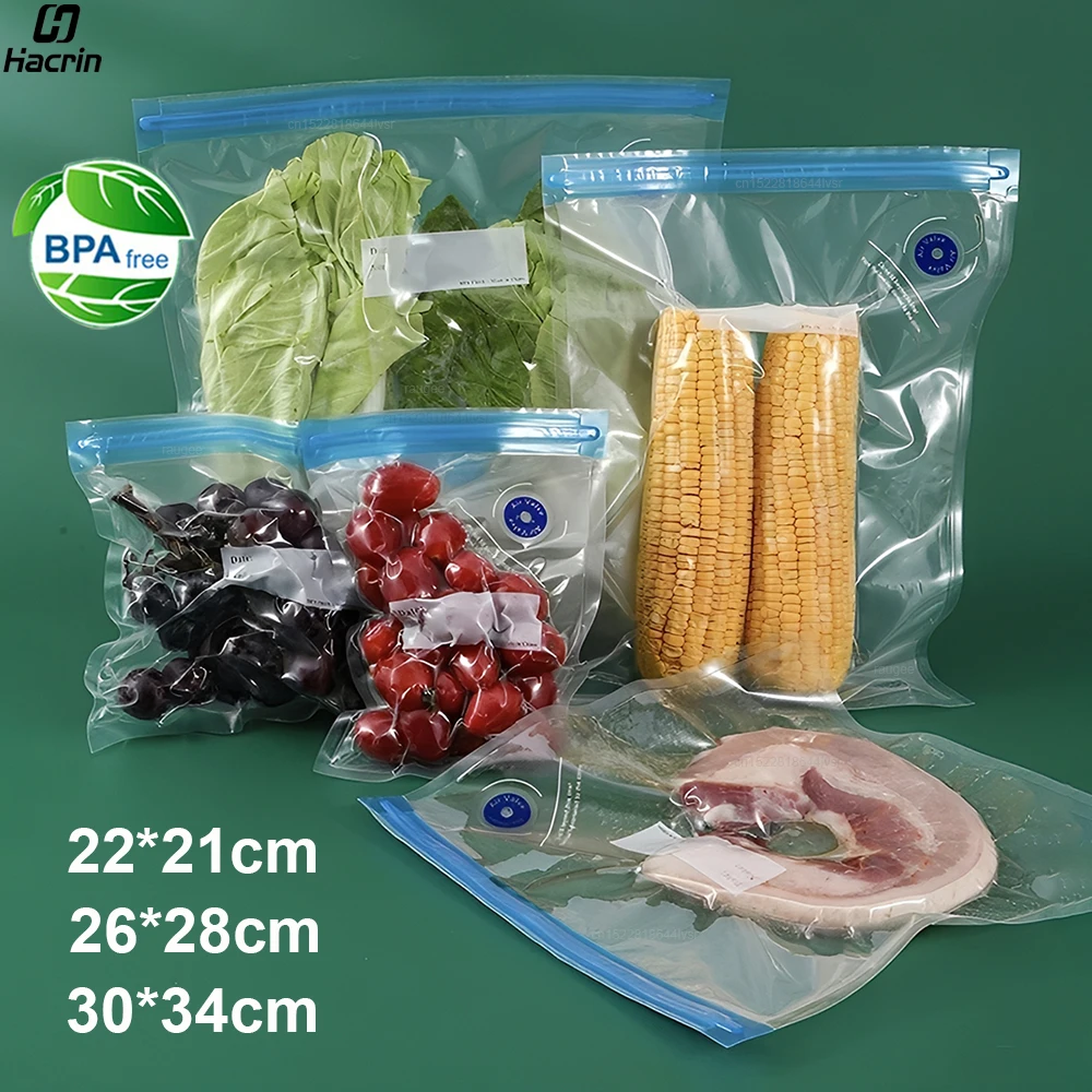 Вакуумные пакеты для пищевых продуктов, вакуумные упаковочные пакеты, не содержащие BPA, многоразовые вакуумные герметичные пакеты для хранения продуктов, вакуумные пакеты на молнии, 10 шт./лот