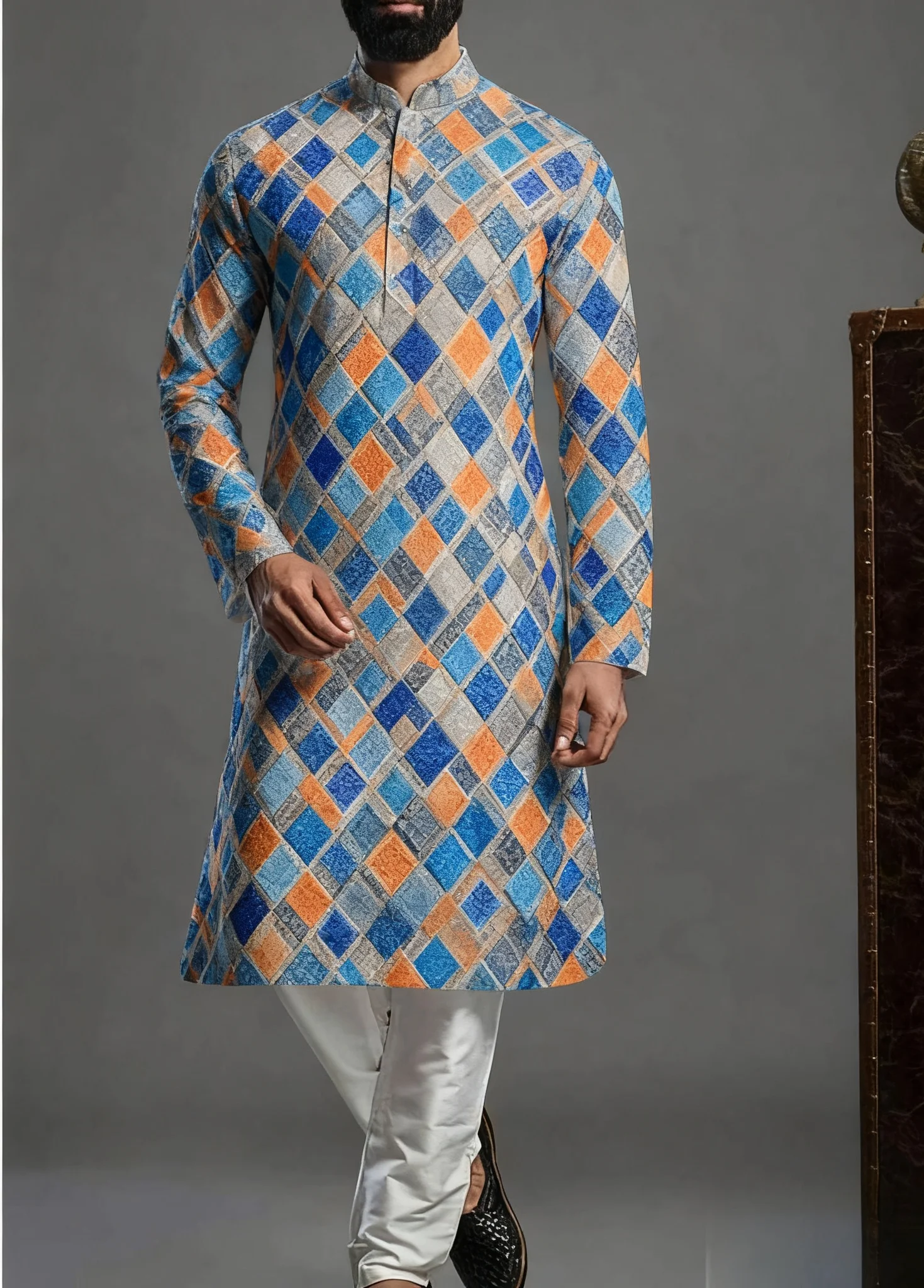 Kurt modello stampato da uomo kurtaasuha accappatoio regolare alla moda e vestibilità casual adatto a tutte le occasioni