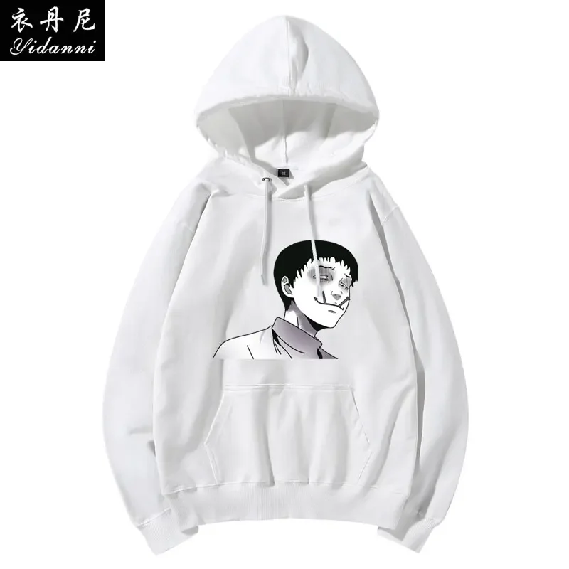 Ito Junji الشخصية الخامسة الهزلية طباعة الرجال الخريف والشتاء مقنعين البلوز الكبار عالية الجودة فضفاضة طويلة الأكمام قميص