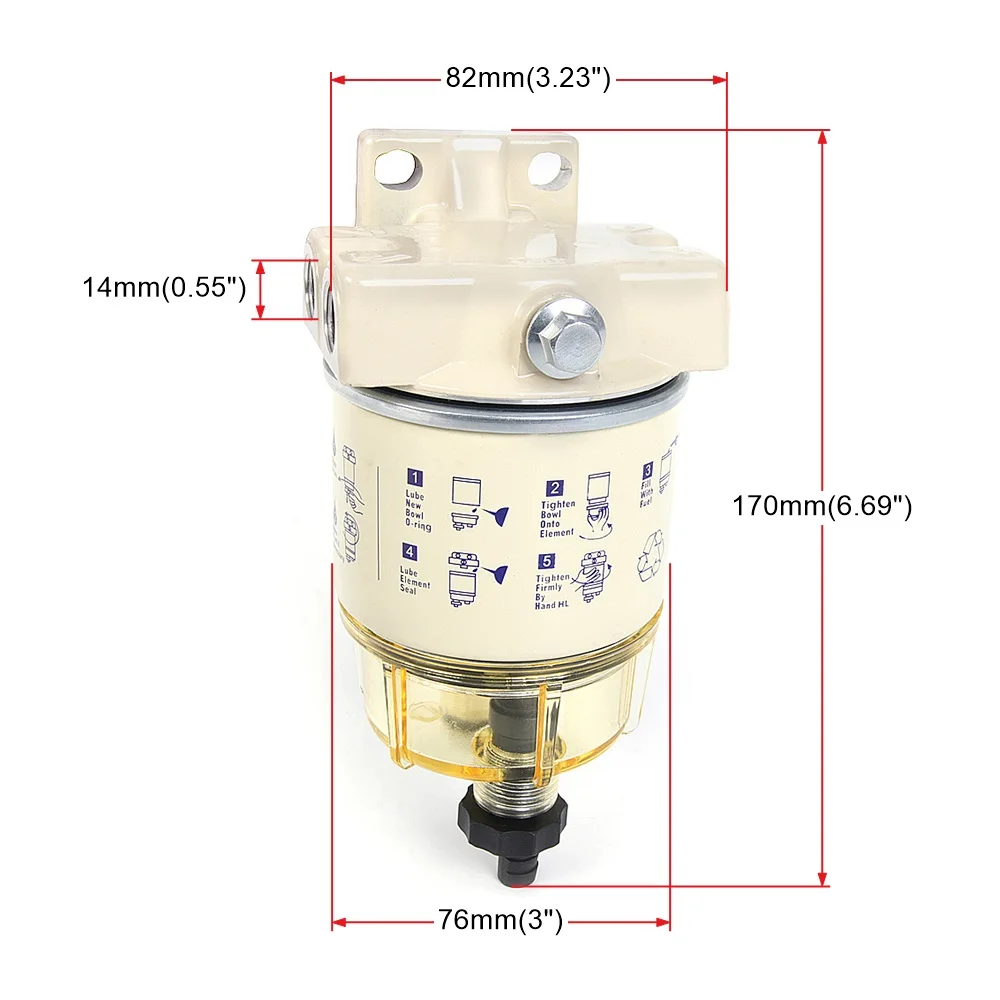 1 Pcs Fuel Filter R12T Fuel/ Water Separator Complete Assembly Filter diesel engine for Racor 120ad 140 Series Automotive OCC057