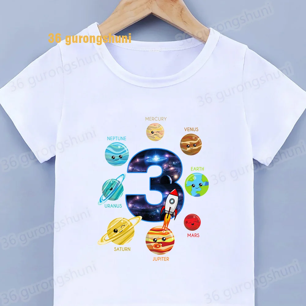 Children t Shirt For Girls Tshirt Solar System 8 Planets t-shirts Boys Artemis 2 Shirts Kids Clothes Baby summer Short Sleeve