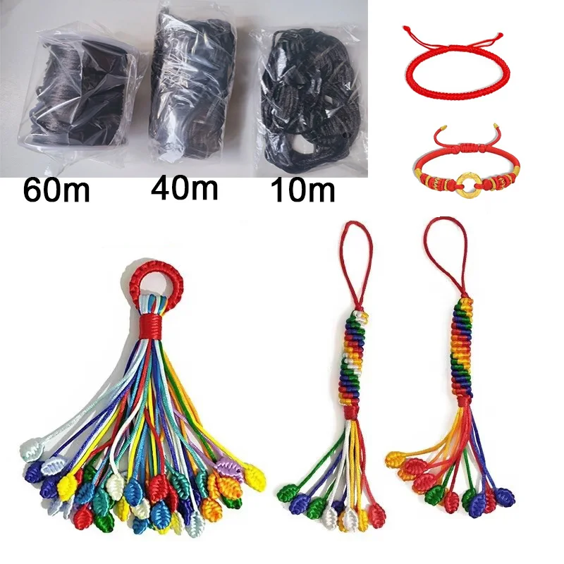 2MM Satin Cord Silk Rope Braided Cord Color Ropes Silk Thread Paracord Linka Cordon Couture Macrame Crafts Rope Bracelets CS001
