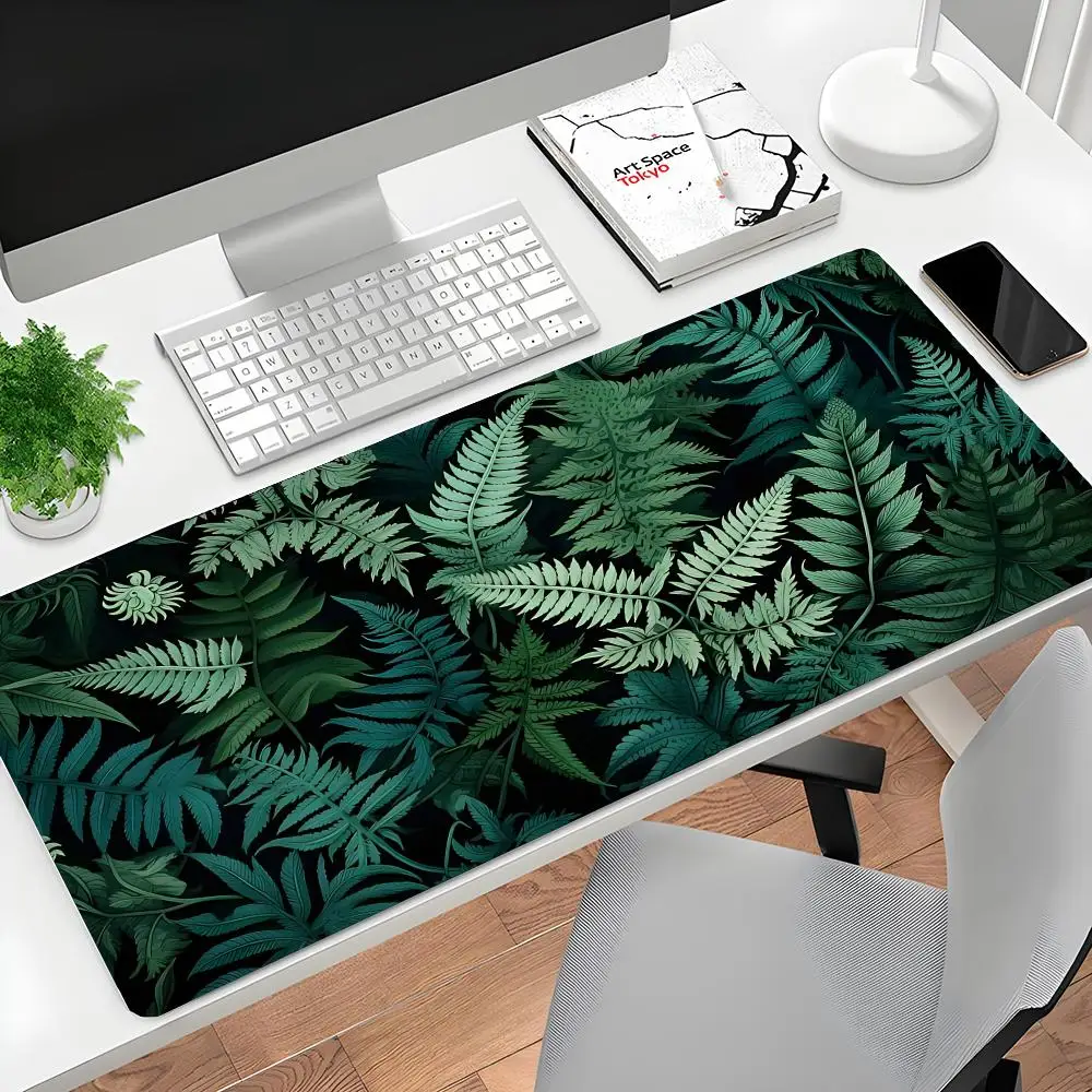 

Large Botanical Green Floral Plant Mouse Pad 900x400MM Desk Pad Non-Slip Gaming accessories Mouse Mat Stitched Edges for Office
