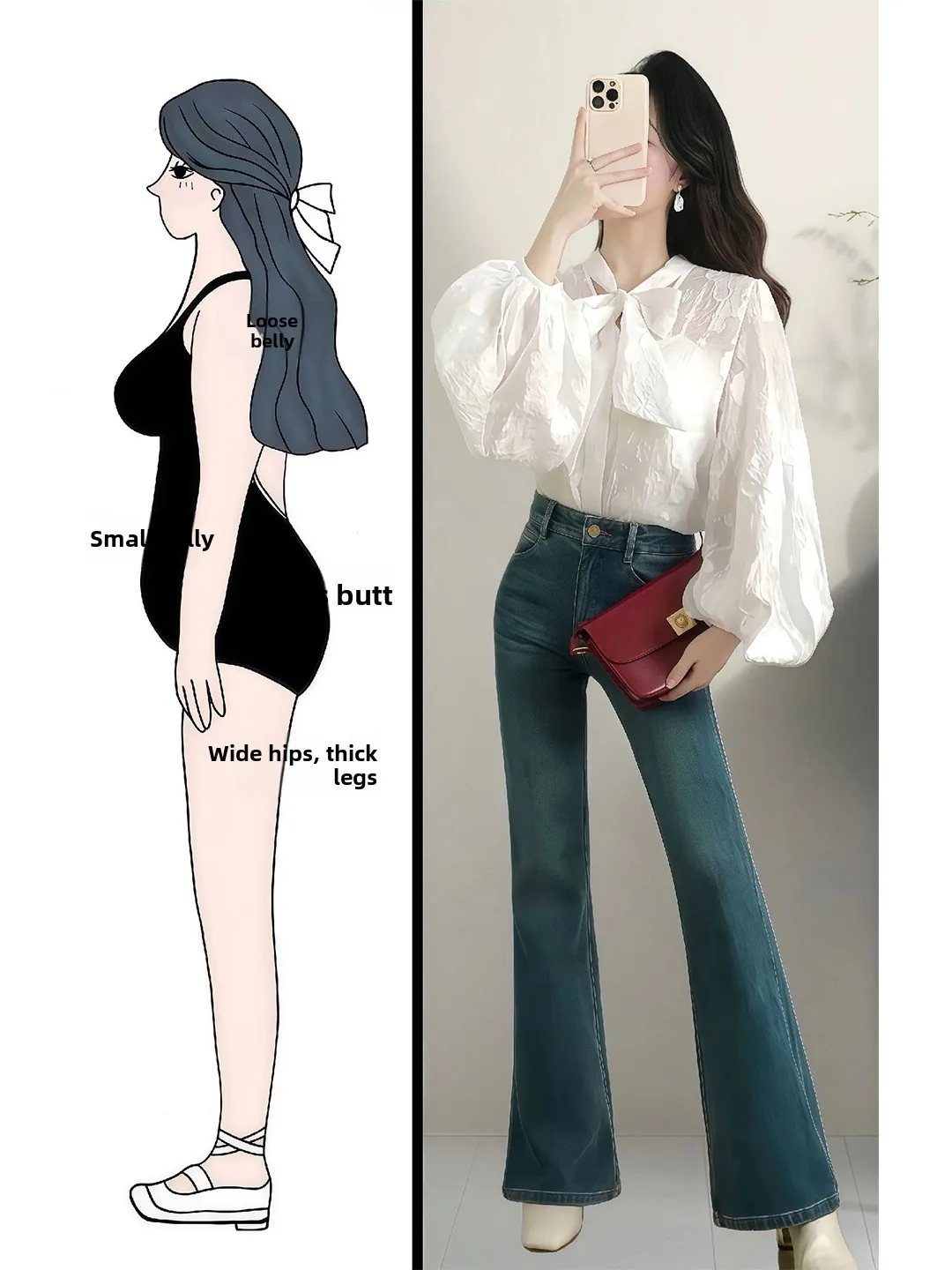 

Fashionable Lace Bubble Sleeve Shirt And Jeans plus Size Women's Two Piece Set Spring Collection Casual Chic Outfit Combo