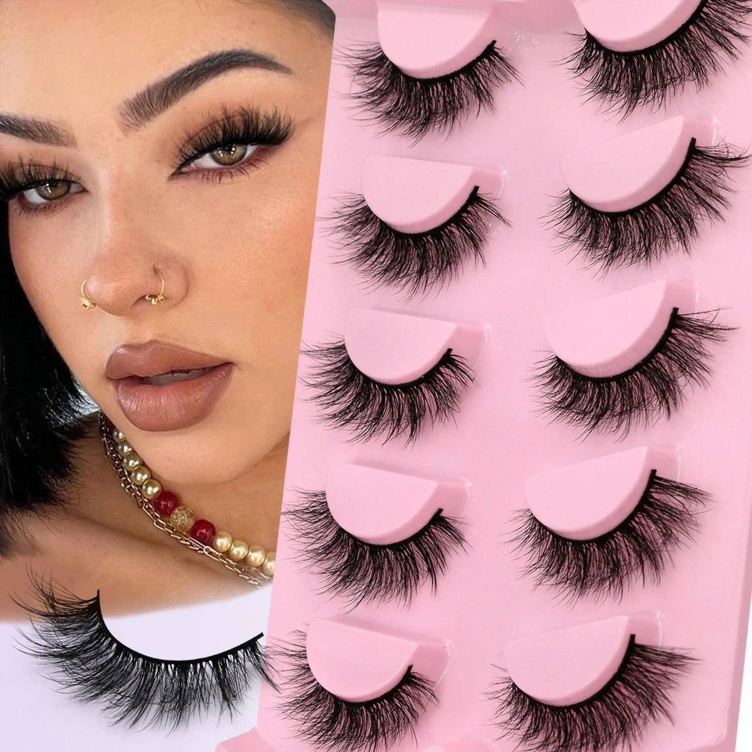 Veltrinay رموش اصطناعية ثلاثية الأبعاد رموش مانغا رقيق حجم تقاطعات تصميم ريشة ضوء رمش ملحقات الرموش الصناعية ماكياج