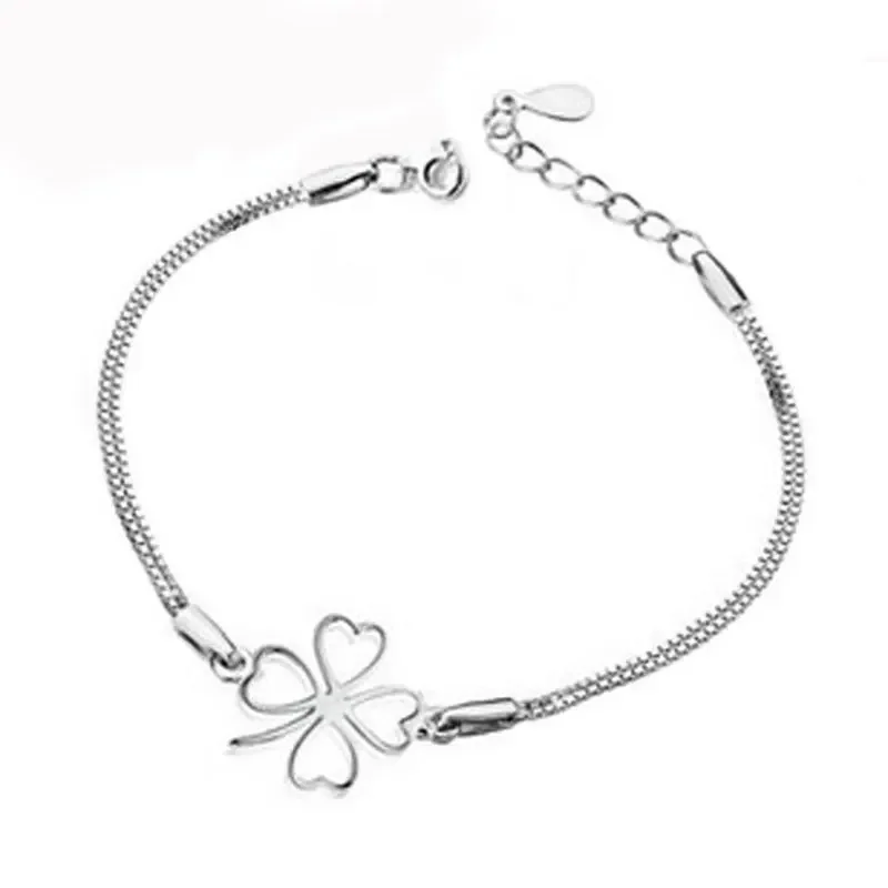 Zhubobo 2023 New 925 Sterling Silver Bracelet Four Leaf Clover Bracelet for Woman Glamour Jewelry Gift