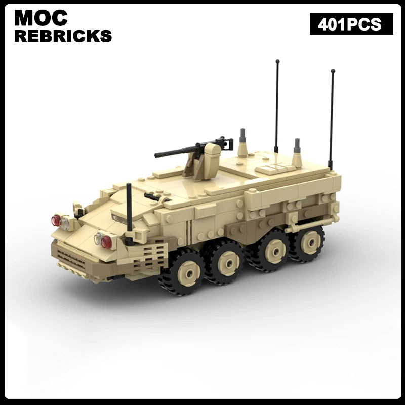 

WW2 Military Series Infantry Carrier Vehicle M126 Stryker MOC Building Block Armed Vehicle Assembly Model Brick Toys Children's