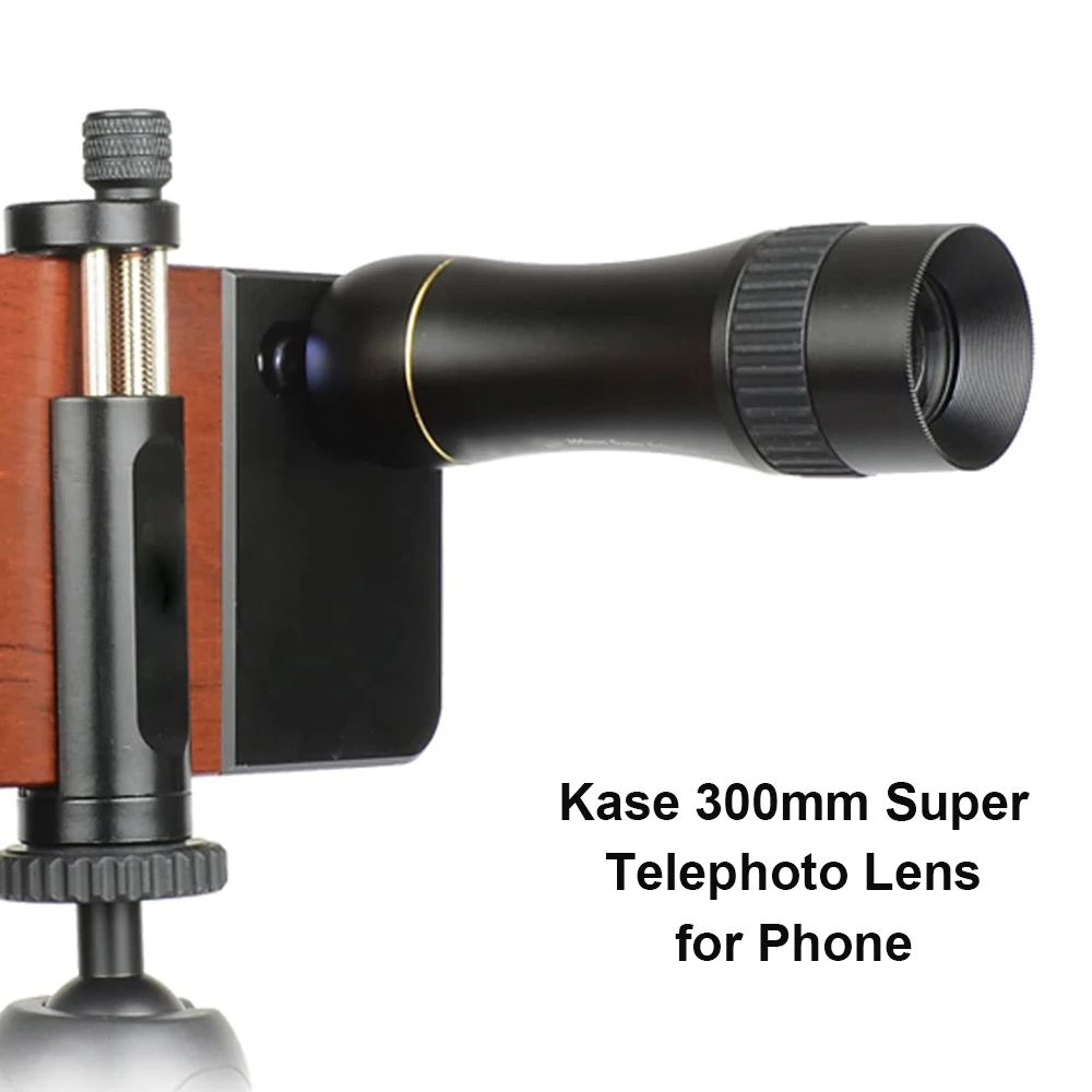 Kase 300mm Super Telephoto Phone Lens with Metal U-Shape Clip for iPhone 16 15 14  13 Pro Max Samsung Xiaomi Android Smartphone