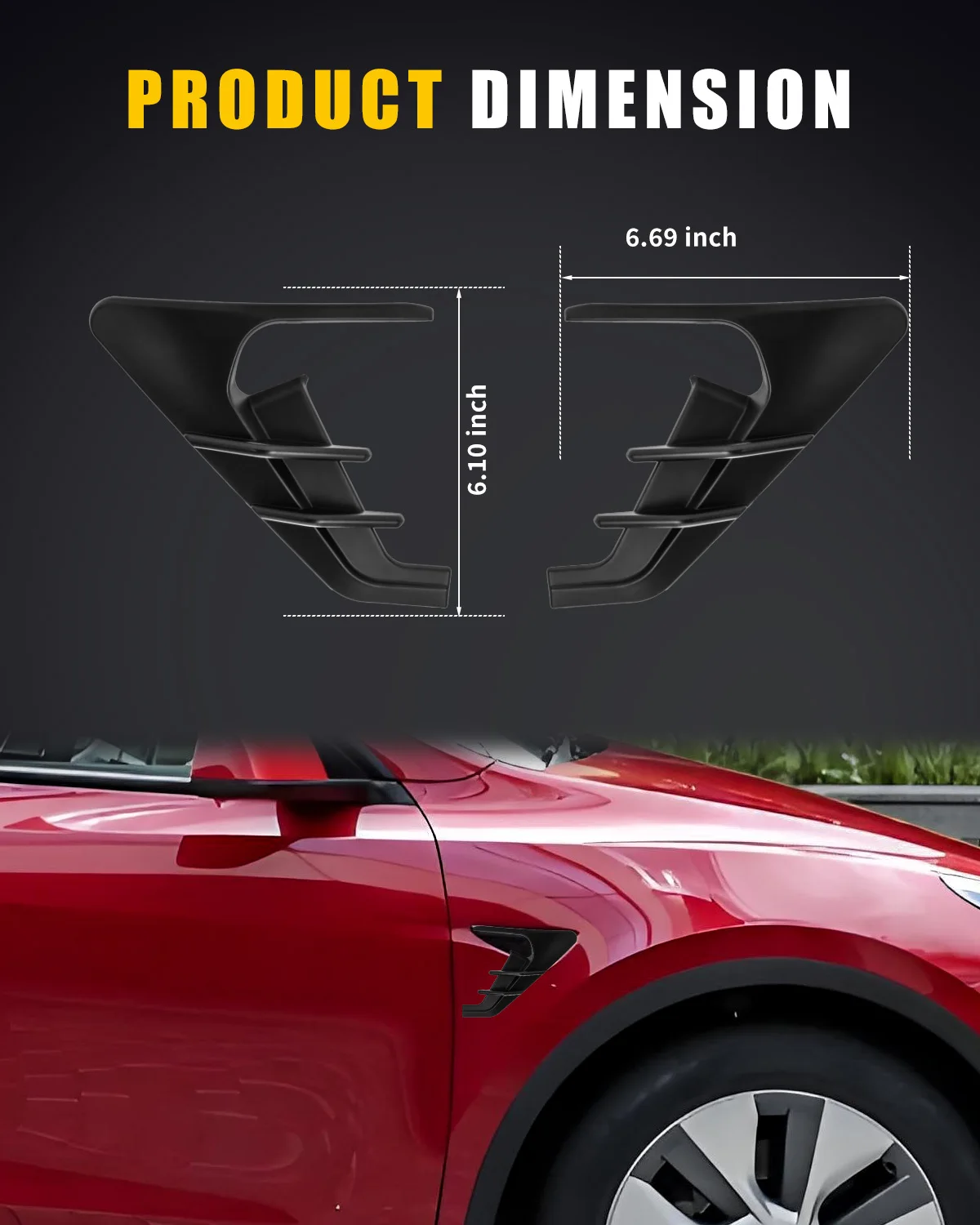 2PCS Side Fender Camera Cover Trim For 2017 2018 2019 2020 2021 2022 2023 TESla Model 3 & 2020 2021 2022 2023 2024 Model Y