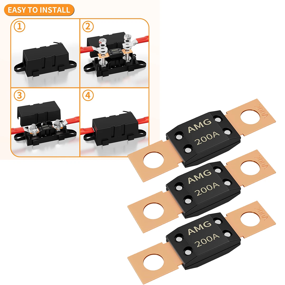 3Pcs MEGA Fuse 30A-300A High Current Bolt  blade fuse 200 Amp ANM  Flat Type Fuse AMG Fuse