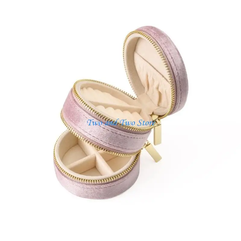 

HX6F Fashion Jewelry Case Outdoor Jewelry Holder Compact Jewelry Box Plush Material Perfect Gift for Fashionable Women Girls
