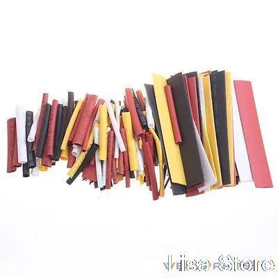 450+-2%pcs 9 Size 1/2/3/4/5/6/8/10/12mm Four Color Black White Red Yellow Heat Shrinkable Tube Sleeving Wrap Wire Kit 2:1 100mm