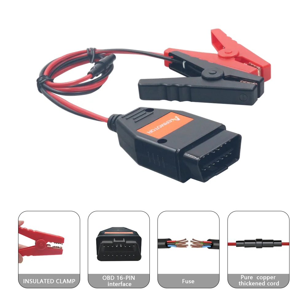 Aermotor Car Emergency Power Off Protector With OBD2 Connectors  Car Battery Terminal Clip-on Battery Charging Clip ECU Memory