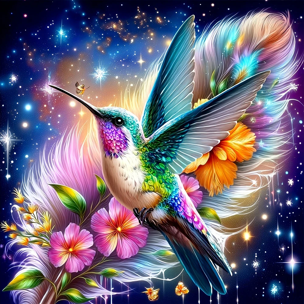 EverShine 5D Diamond Painting Hummingbird Full Drill Embroidery Feather DIY Mosaic Flower Animal Creative Leisure Home Decor