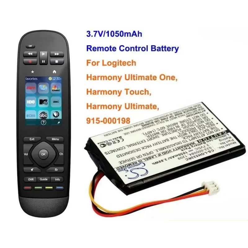 Cameron Sino 1050mAh Battery for LOGITECH 915-000198,Harmony Touch,Harmony Ultimate, Harmony Ultimate One